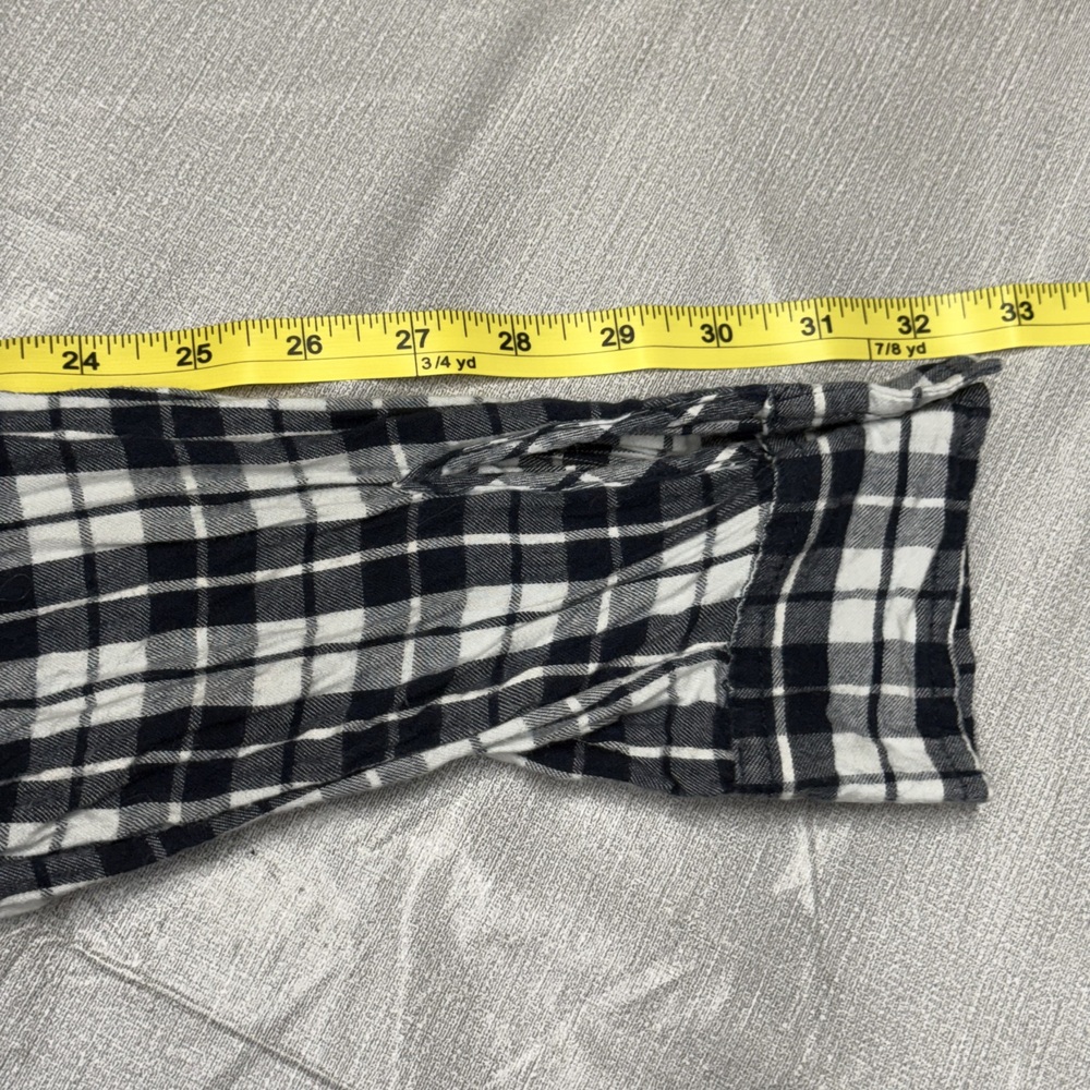 Terra Sky Plaid Flannel Shirt Womens 1X Navy Button Down - Picture 7 of 7